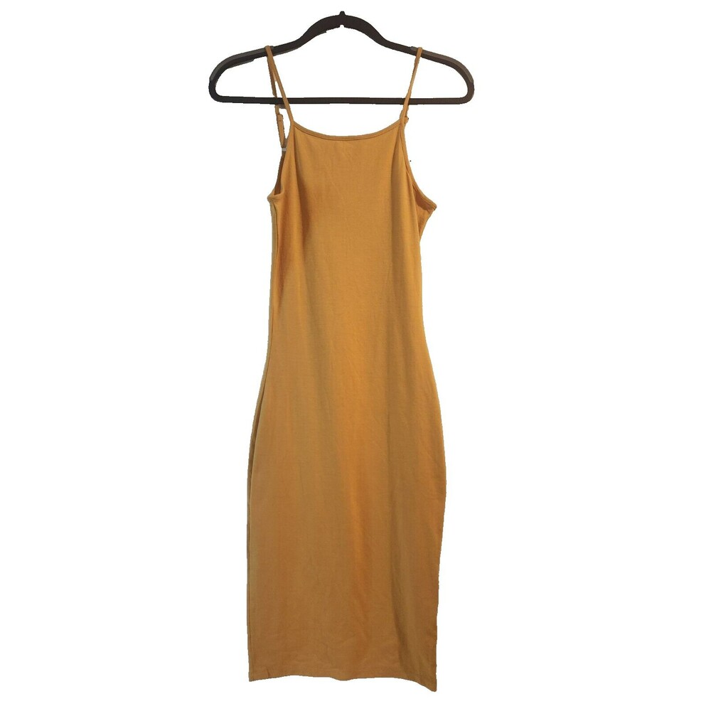Absolutely Love It Women’s Tank Dress Ribbed Bodycon Basic mostaza In Size Small